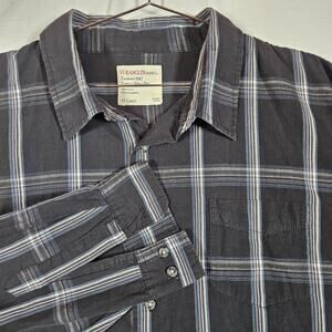 Wrangler Jeans Co Shirt Mens 3X Large Black Blue Plaid Button Front Long Sleeve